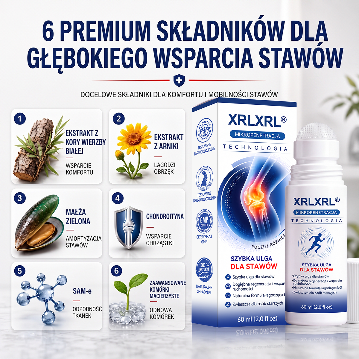 XRLXRL®🦴 ORTOPEDYCZNA TECHNOLOGIA REGENERACJI NOWEJ GENERACJI Roll-on do regeneracji kości i stawów z mikroigłami 0,05 mm